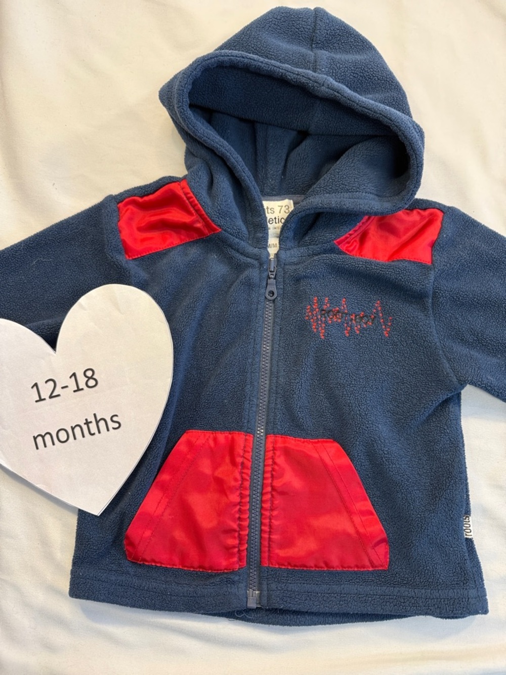 Roots - Fleece zipped hooded jacket. Size M